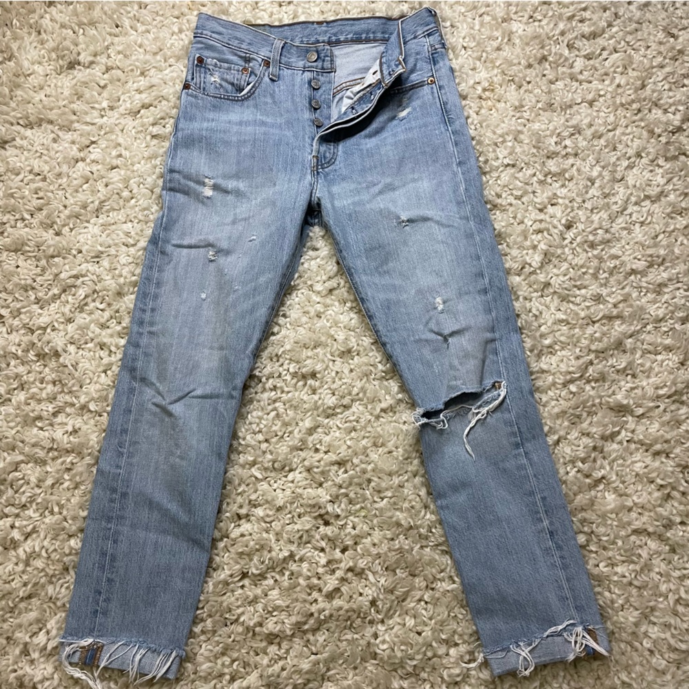 Levi Strauss 501 S High Rise Skinny Distressed Jeans - Size 26